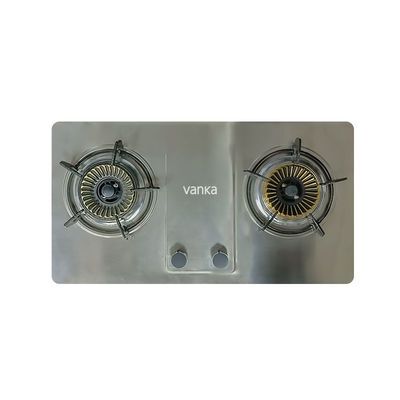 Cucina a gas a due bruciatori con superficie di vetro temperato