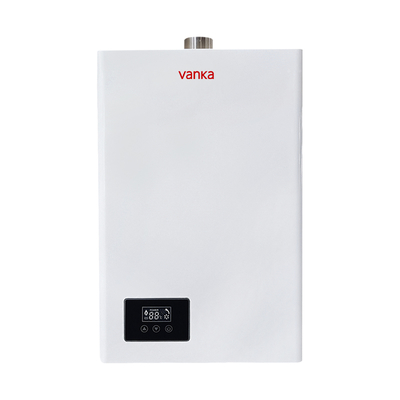 Scaldabagno a gas termostatico digitale bianco da 16L con design a singolo camino, risparmio energetico e funzionamento silenzioso