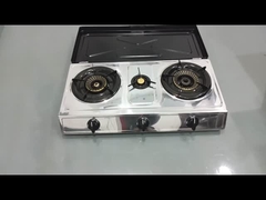 Copertura per fornello a gas da tavolo portatile a 3 fuochi in acciaio inossidabile per uso in cucina